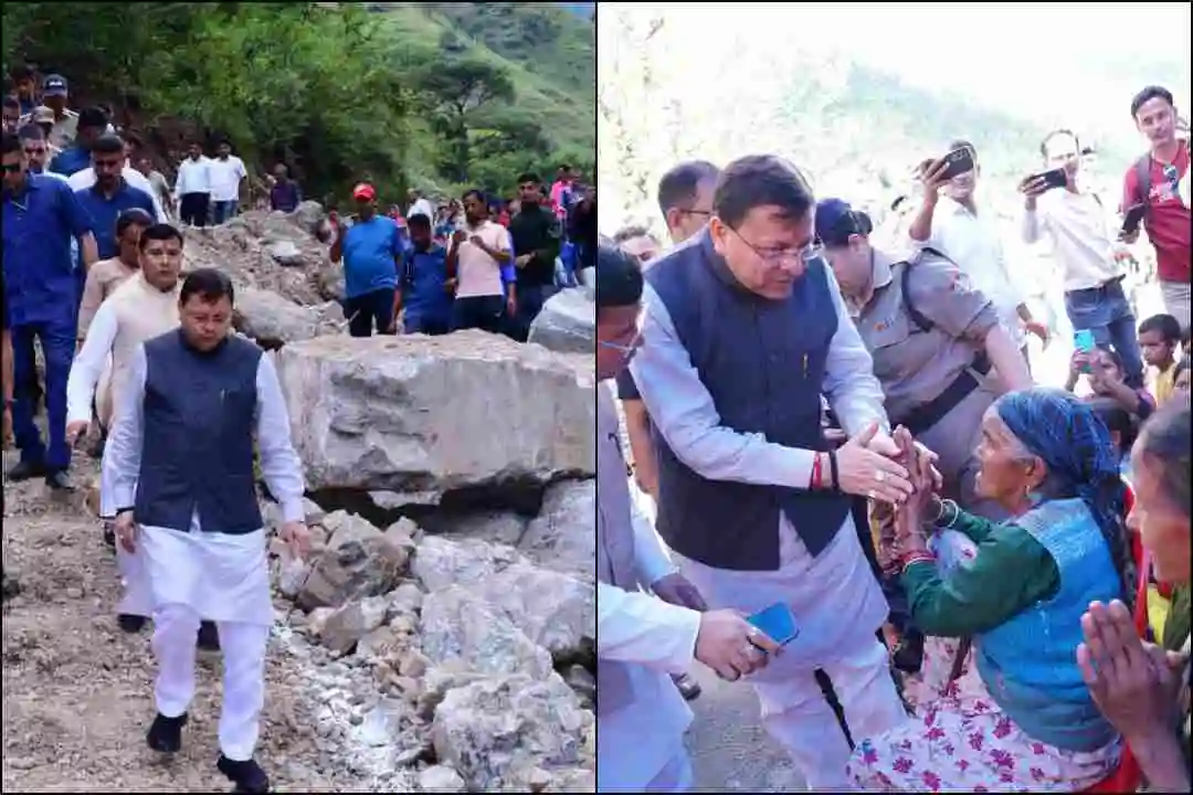 देवभूमि बागेश्वर में सीएम धामी, आपदा प्रभावितों से मिले (1)